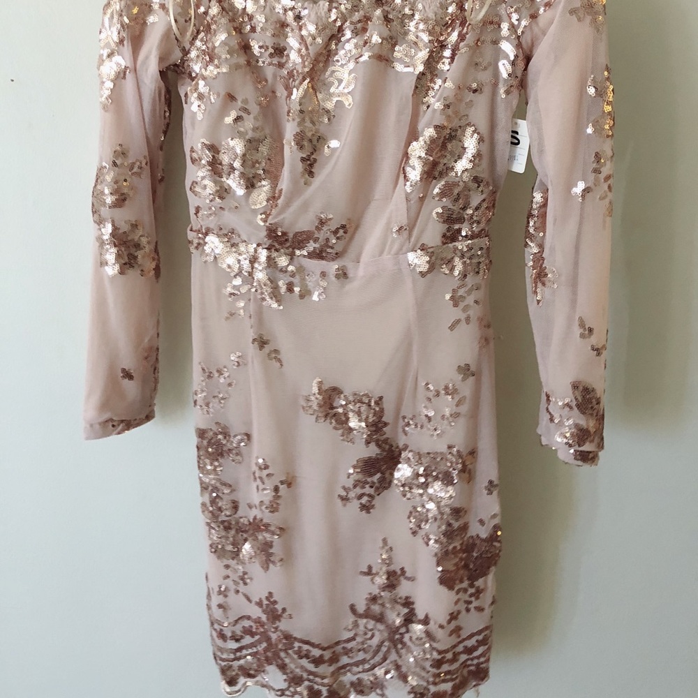 Rose gold off shoulder dress
